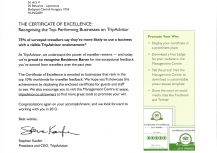 Certificate of Excellence - 2013 by TRIPADVISOR