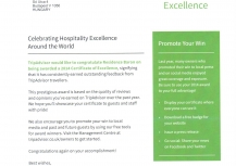 Certificate of Excellence 2014 by TRIPADVISOR - letter